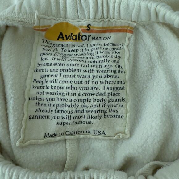 Aviator Nation AV Sweatpant in Vintage White Size S - Picture 6 of 11
